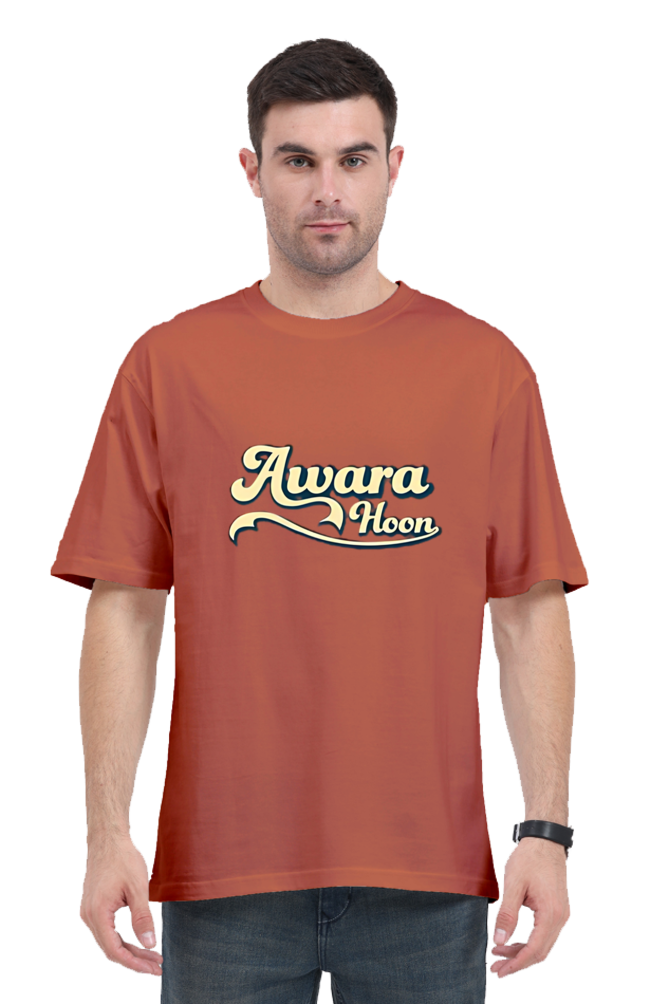 Aawara Hoon - Men’s Graphic Printed Oversized Classic T-Shirt - Coral / S - Graphic Printed T-Shirt